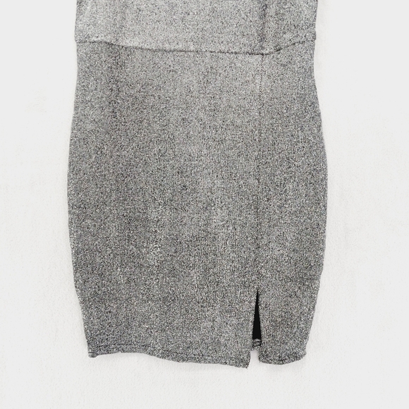 New Lulus Take Me Anywhere Silver Sparkly Asymmetrical Bodycon Mini Dress P4459 - Picture 3 of 9